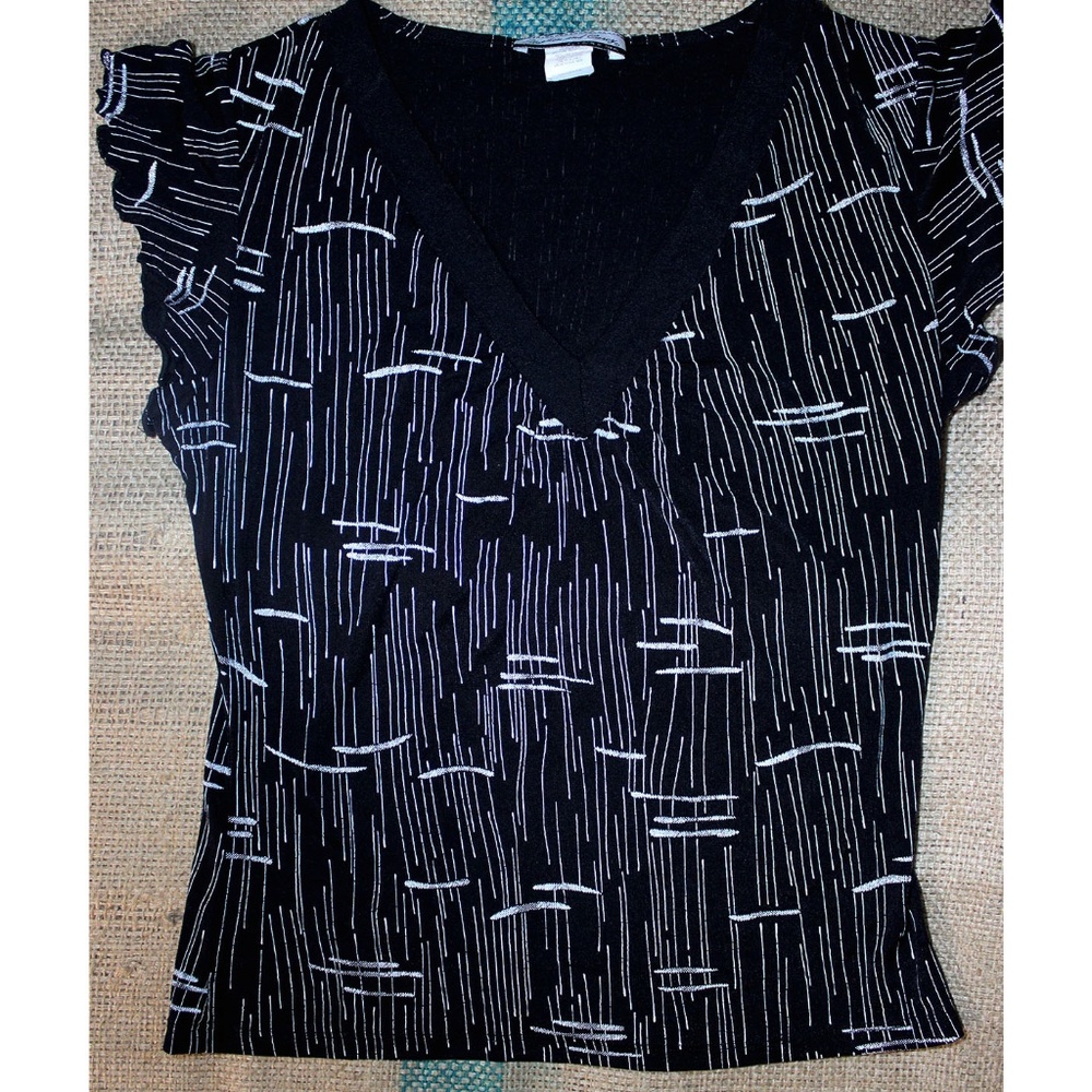 Unique Abstract Print Slinky Sexy Blouse